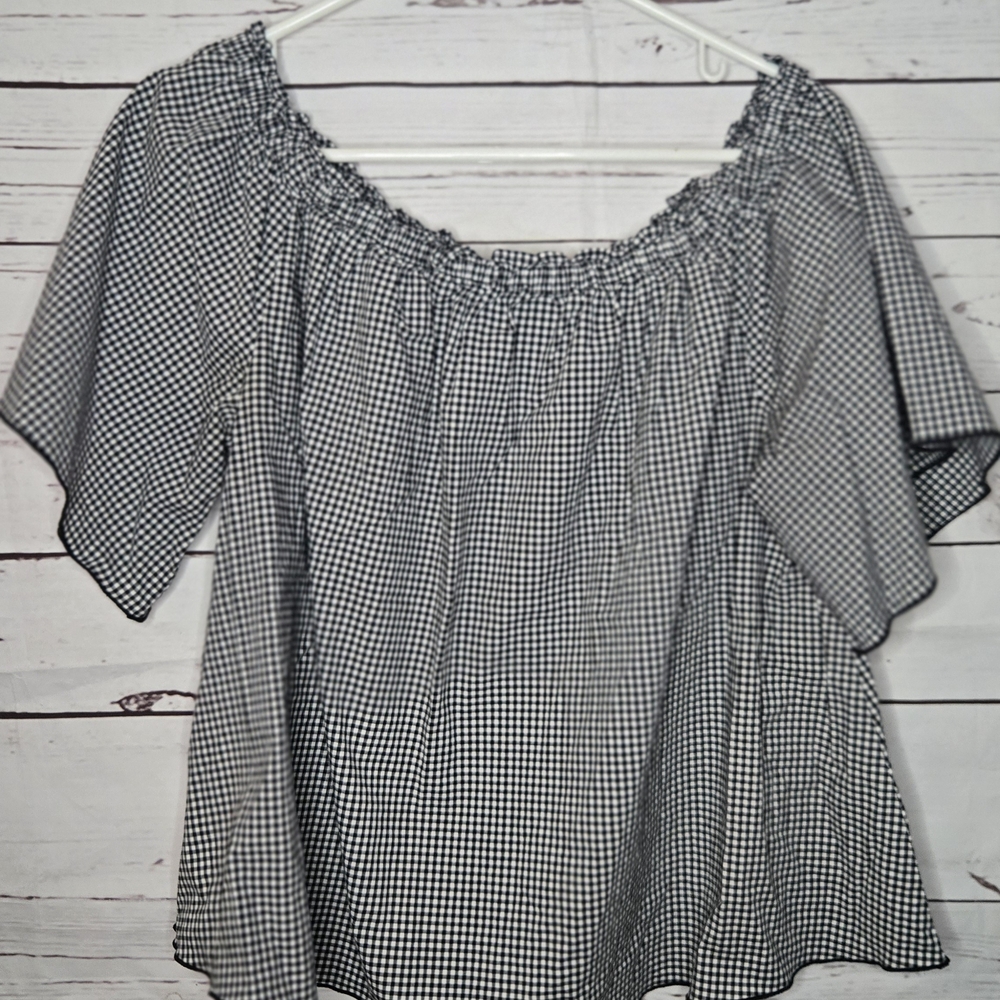 Lane Bryant Black and White Checkered Blouse